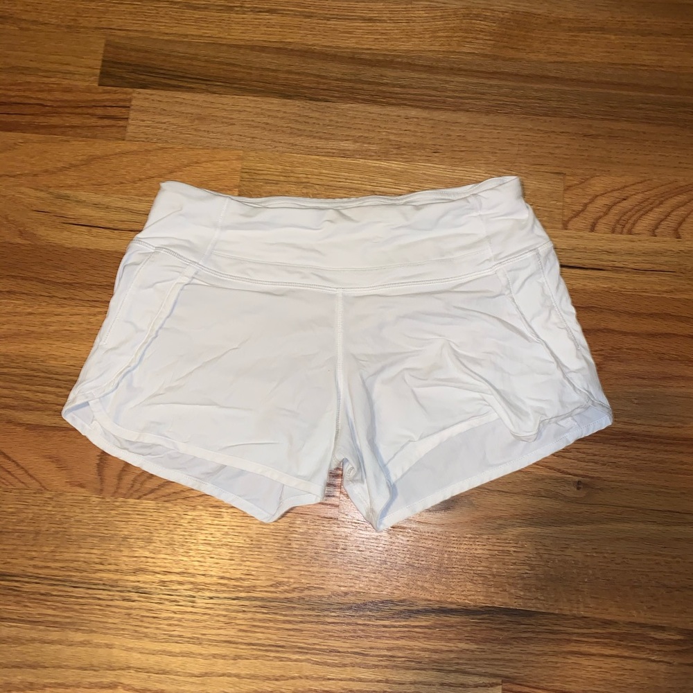Lululemon White Speed Up Short 4”